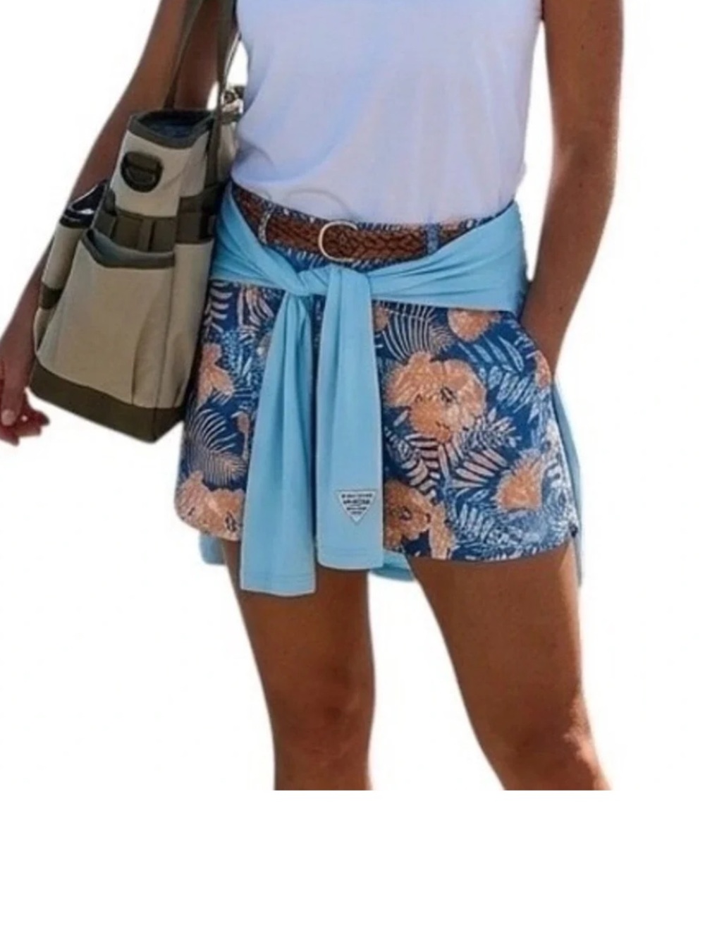 NWOT Columbia PFG Women's Floral Tamiami Print Shorts 5 inch inseam XL blue